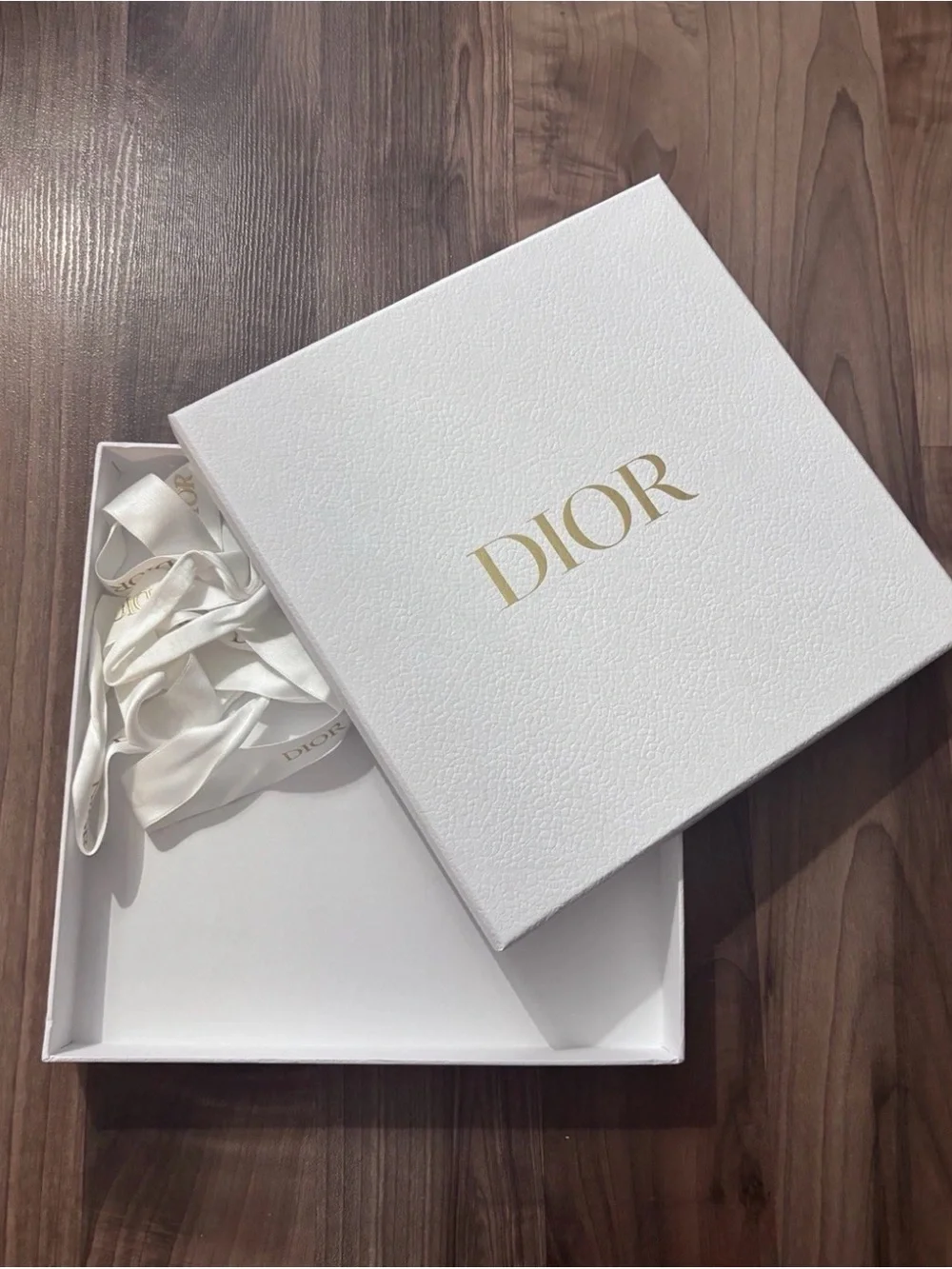Dior Empty White Box 10x10x1.5 Inch With Ribbon